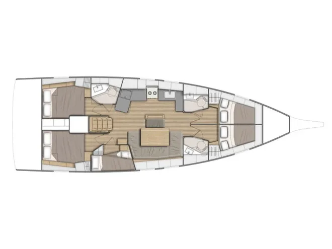 Floor plan of Fani, a Beneteau Oceanis 46 sailboat at Volos Municipality, Greece