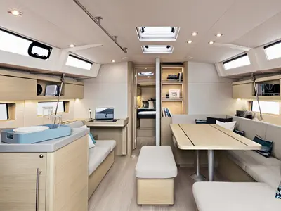 Salon of Fani, a Beneteau Oceanis 46 sailboat at Volos Municipality, Greece
