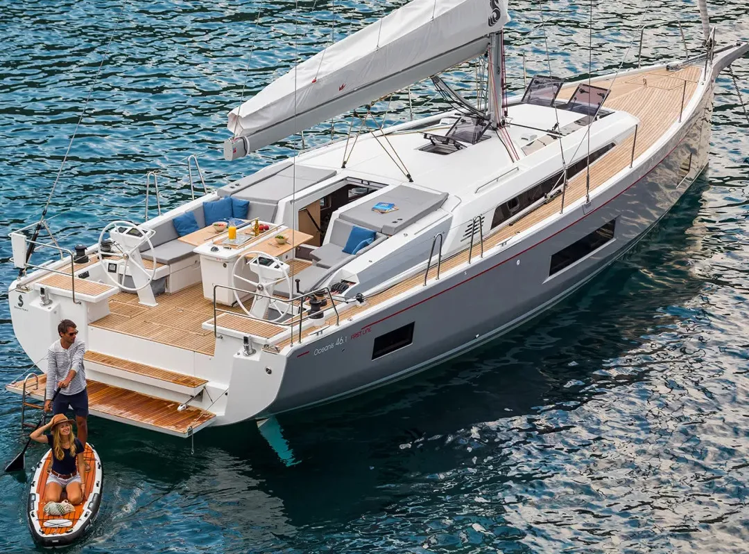 Exterior view of Fani, a Beneteau Oceanis 46 sailboat at Volos Municipality, Greece