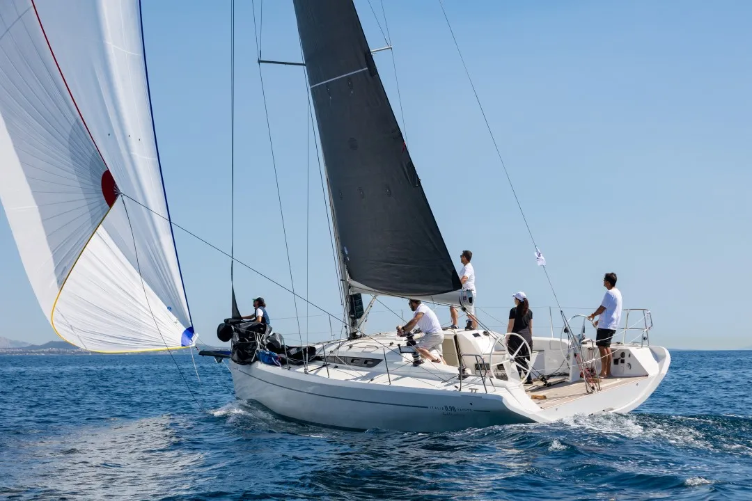Exterior view of Susano'o, a Italia Yachts 11.98 sailboat at Piraeus, Greece