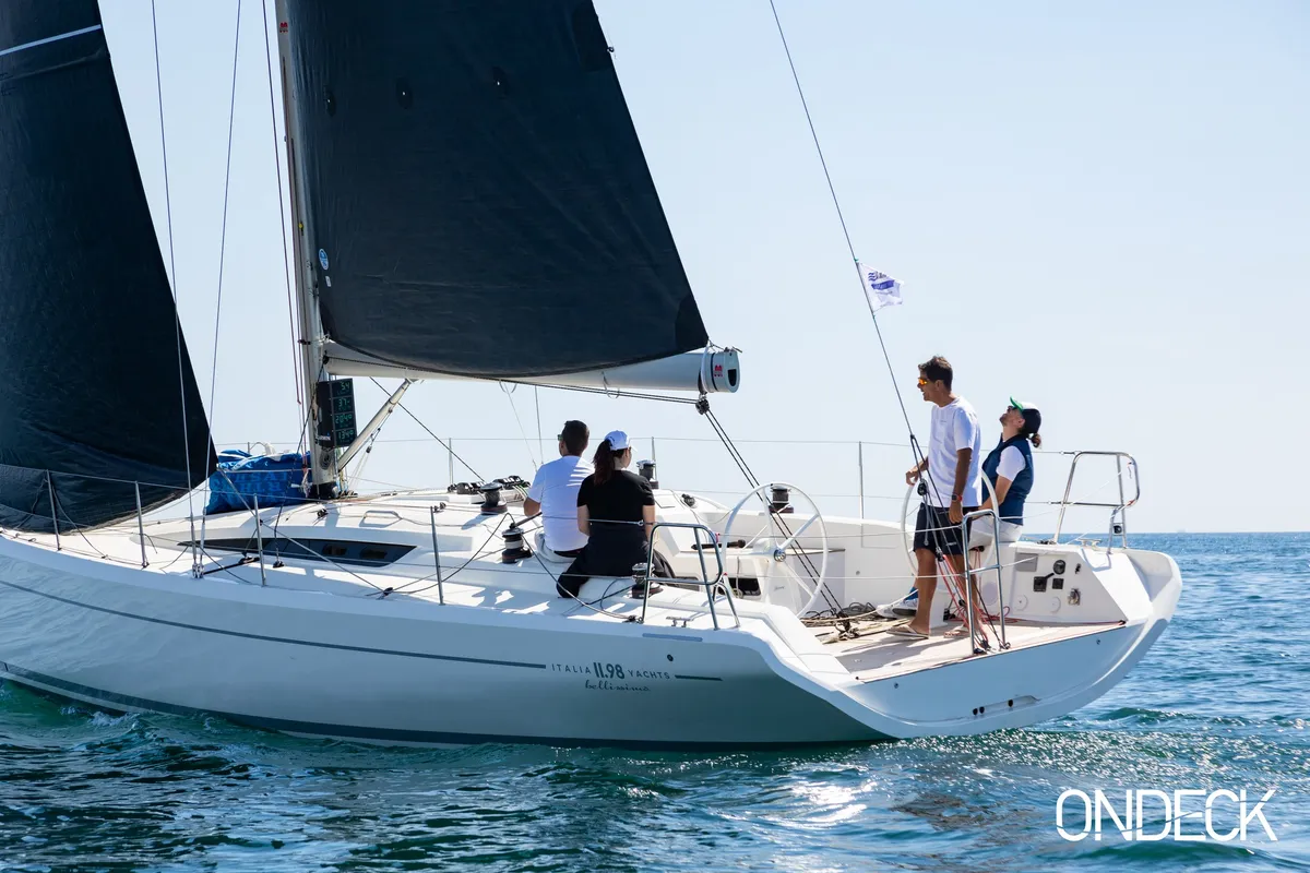 Exterior view of Susano'o, a Italia Yachts 11.98 sailboat at Piraeus, Greece