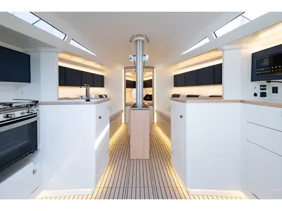 Galley of Susano'o, a Italia Yachts 11.98 sailboat at Piraeus, Greece