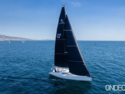 Exterior view of Susano'o, a Italia Yachts 11.98 sailboat at Piraeus, Greece