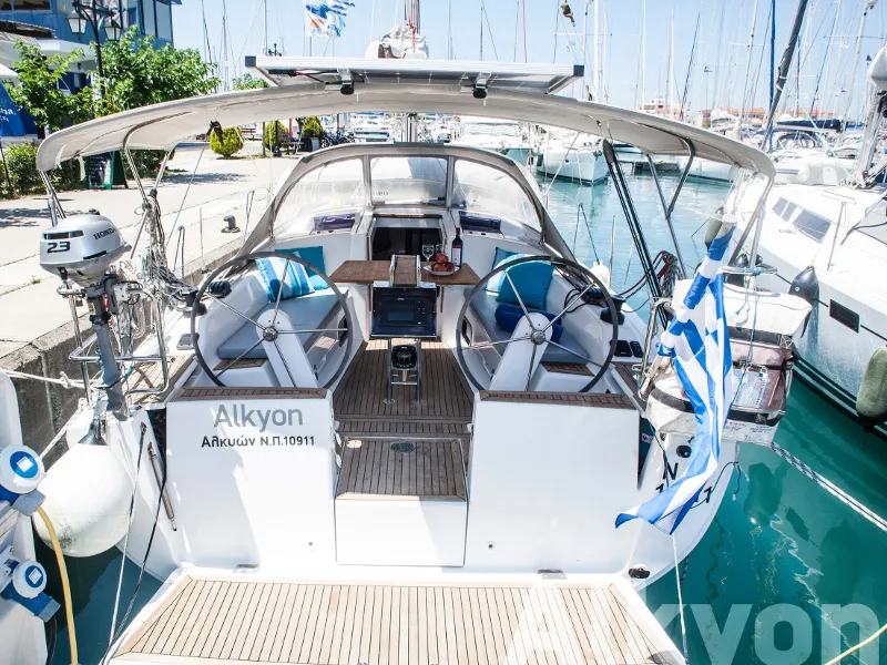Cockpit of Magnifique, a Hanse 345 sailboat at Municipal Unit of Lefkada, Greece