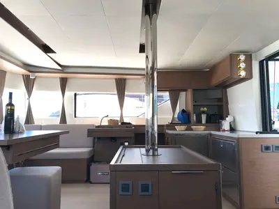 Salon of Adriatic Leopard, a Lagoon 50 catamaran at Grad Kaštela, Croatia