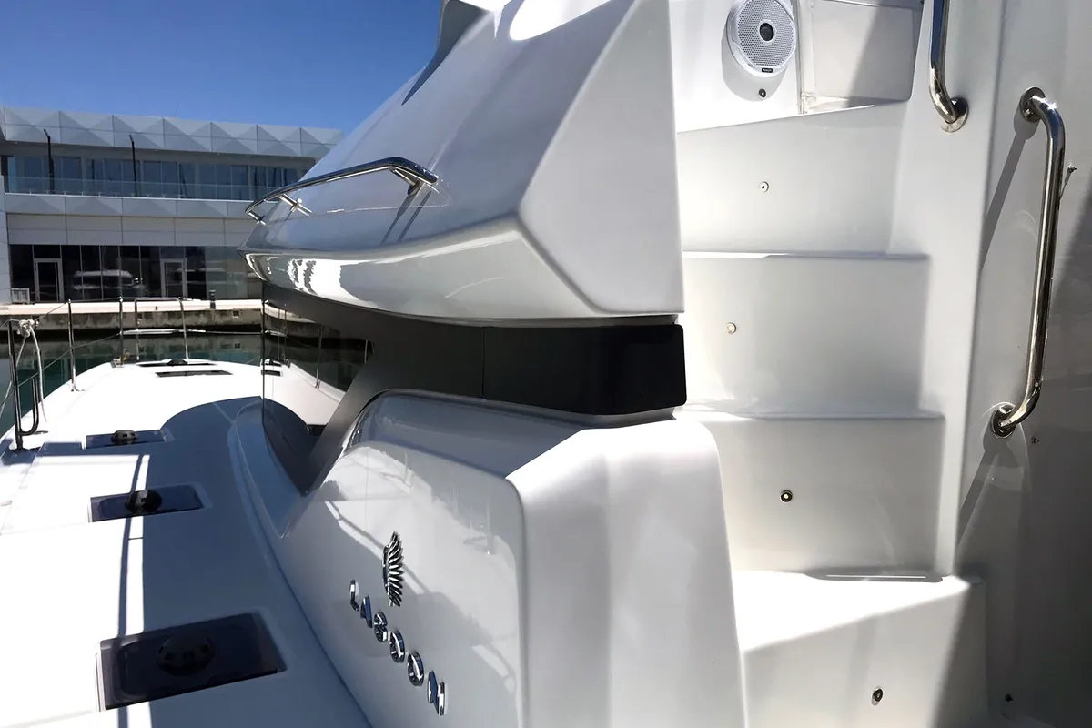 Deck of Adriatic Leopard, a Lagoon 50 catamaran at Grad Kaštela, Croatia