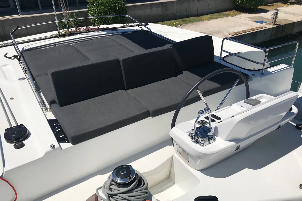 Deck of Adriatic Leopard, a Lagoon 50 catamaran at Grad Kaštela, Croatia