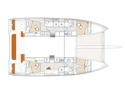 Floor plan of Excess 14, a catamaran at Papeete, France