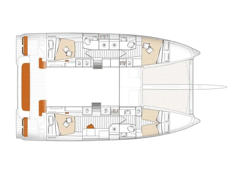 Floor plan of Excess 14, a catamaran at Papeete, France