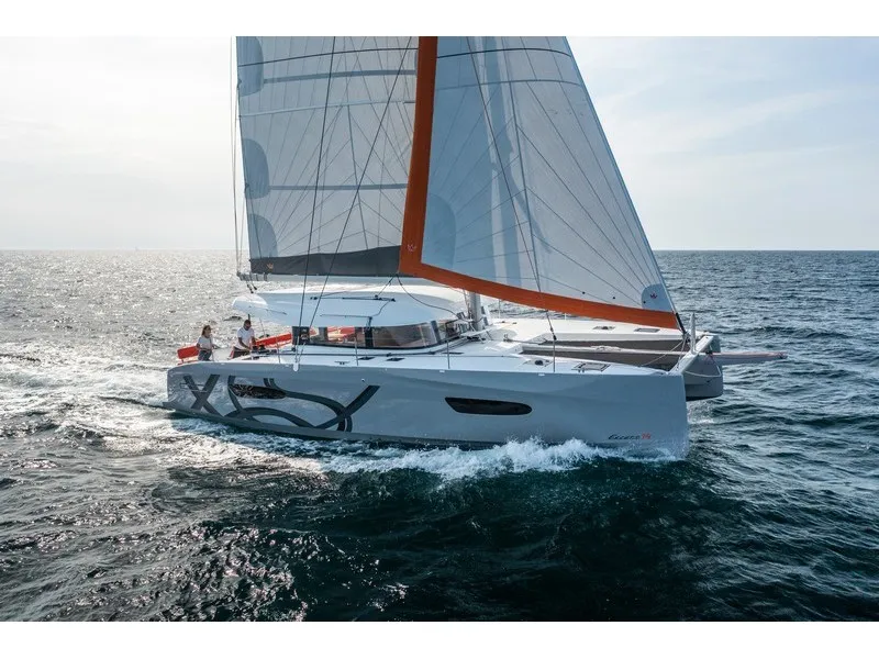 Exterior view of Excess 14, a catamaran at Papeete, France