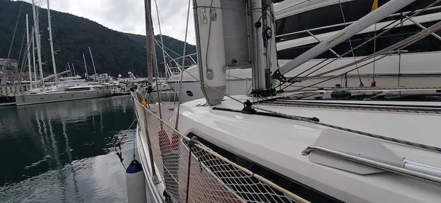 Cockpit of Angelina, a Bavaria Cruiser 41 sailboat at Fethiye, Turkey