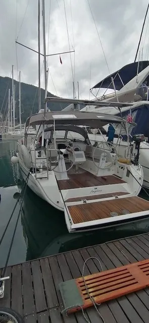 Salon of Angelina, a Bavaria Cruiser 41 sailboat at Fethiye, Turkey