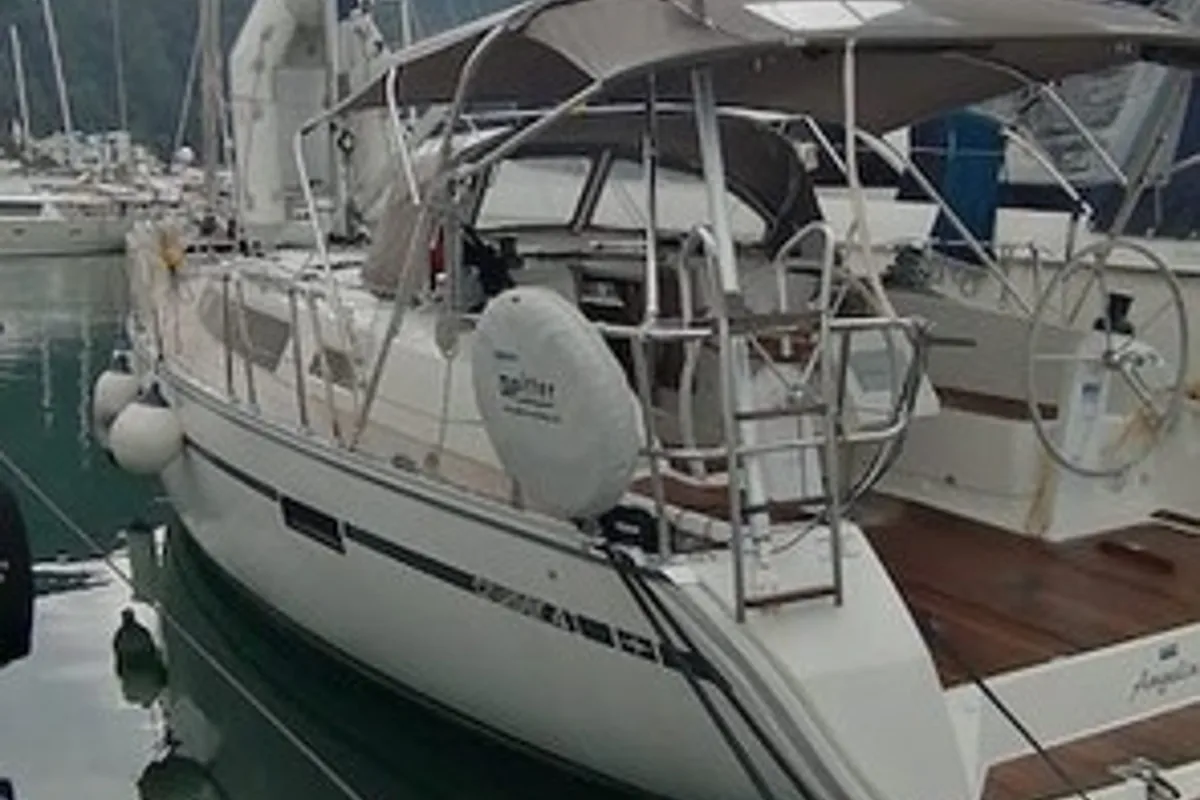 Exterior view of Angelina, a Bavaria Cruiser 41 sailboat at Fethiye, Turkey