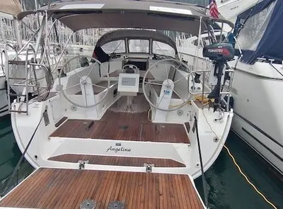 Cockpit of Angelina, a Bavaria Cruiser 41 sailboat at Fethiye, Turkey