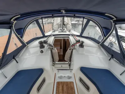 Deck of Scilla - Comfort line, a Beneteau Oceanis 37.1 sailboat at Salerno, Italy
