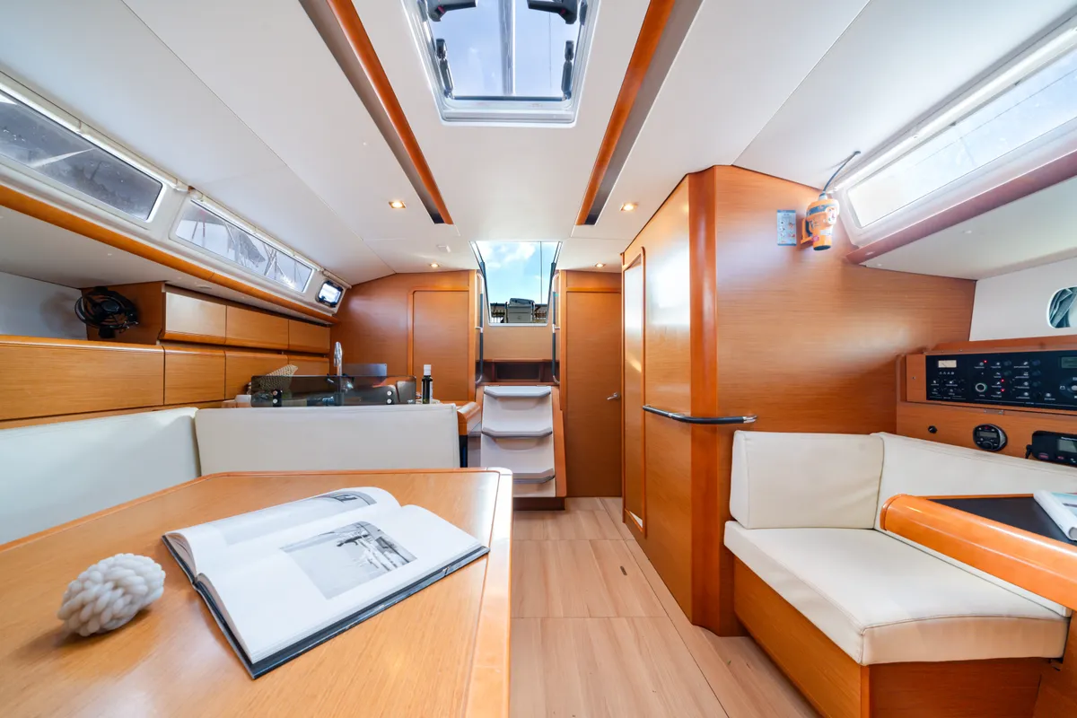 Salon of Aliki, a Jeanneau Sun Odyssey 439 sailboat at Preveza, Greece