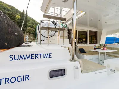 Deck of Summertime, a Lagoon 400 S2 catamaran at Split, Croatia
