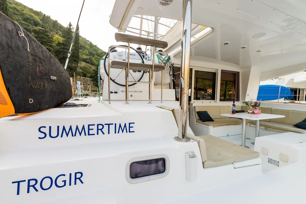 Deck of Summertime, a Lagoon 400 S2 catamaran at Split, Croatia