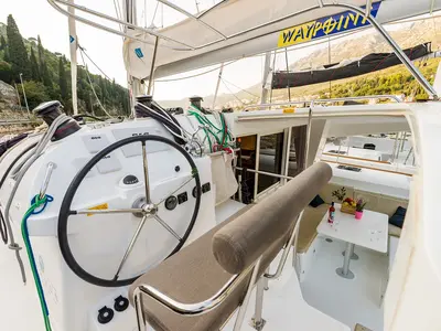 Cockpit of Summertime, a Lagoon 400 S2 catamaran at Split, Croatia