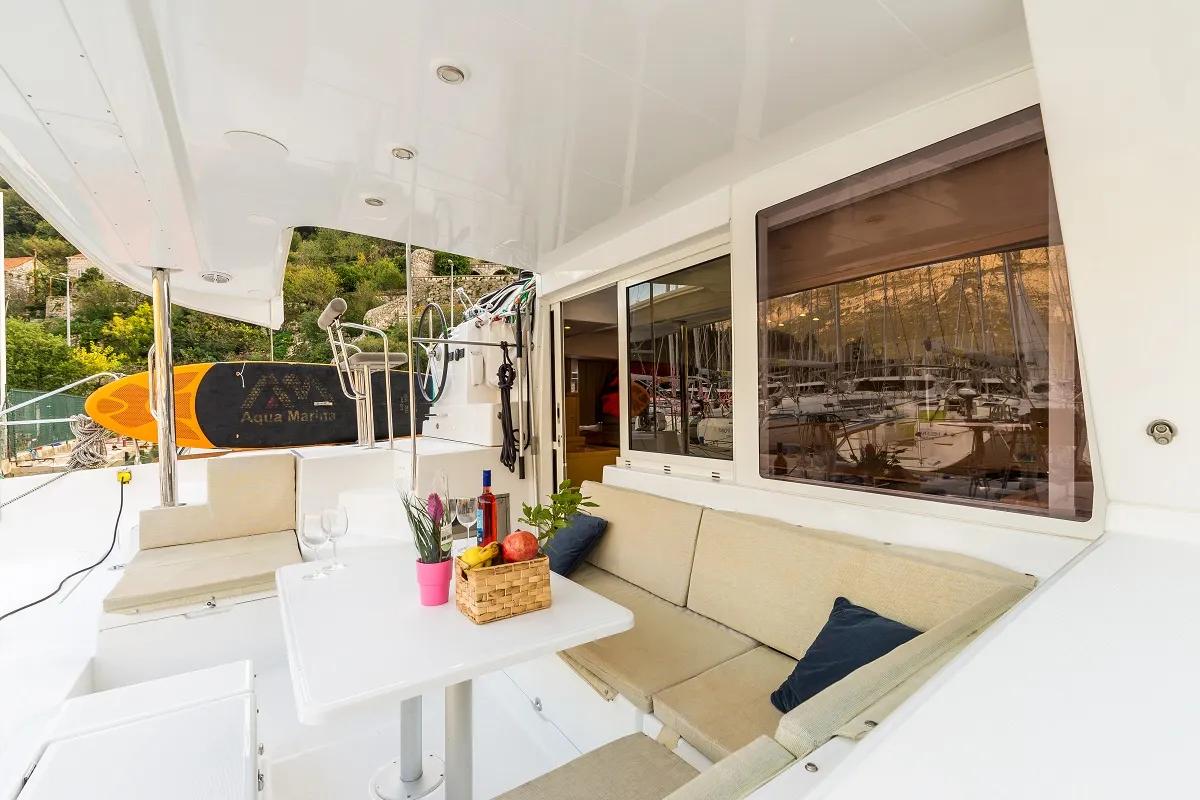 Deck of Summertime, a Lagoon 400 S2 catamaran at Split, Croatia