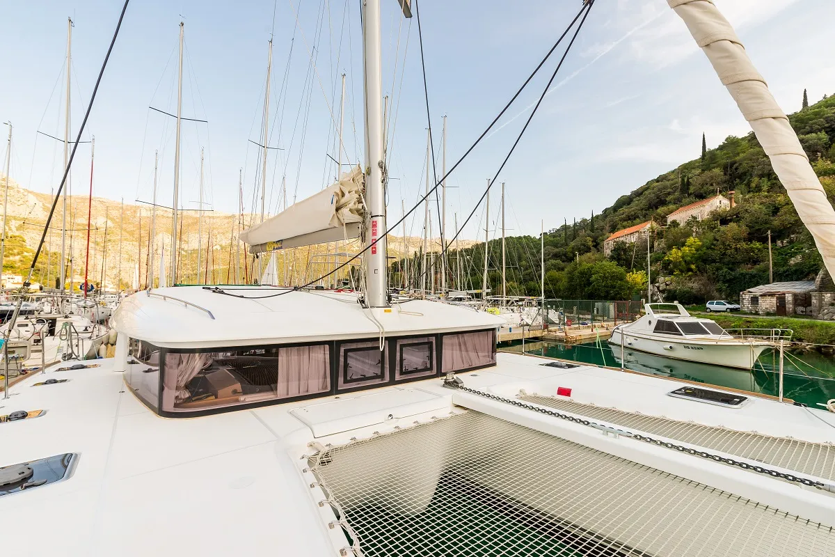 Deck of Summertime, a Lagoon 400 S2 catamaran at Split, Croatia