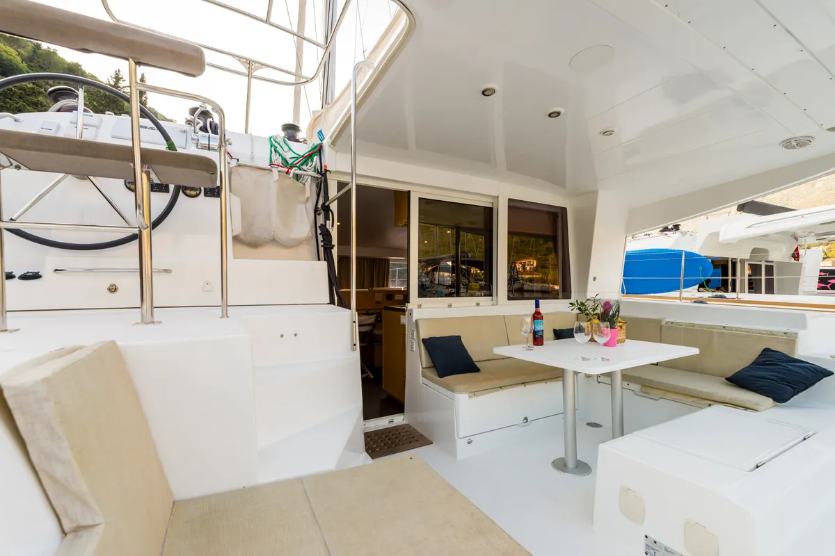 Deck of Summertime, a Lagoon 400 S2 catamaran at Split, Croatia