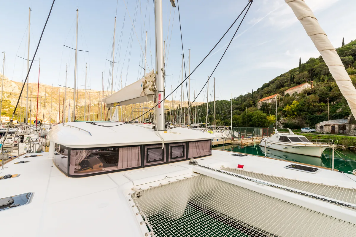 Deck of Summertime, a Lagoon 400 S2 catamaran at Split, Croatia