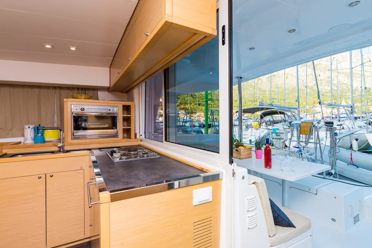 Galley of Summertime, a Lagoon 400 S2 catamaran at Split, Croatia