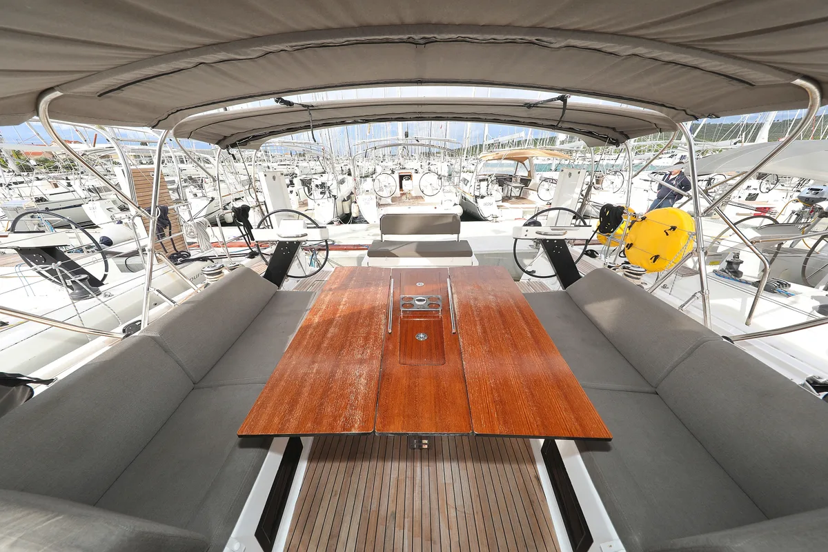 Deck of Stargate, a Dufour 470 sailboat at Općina Sukošan, Croatia