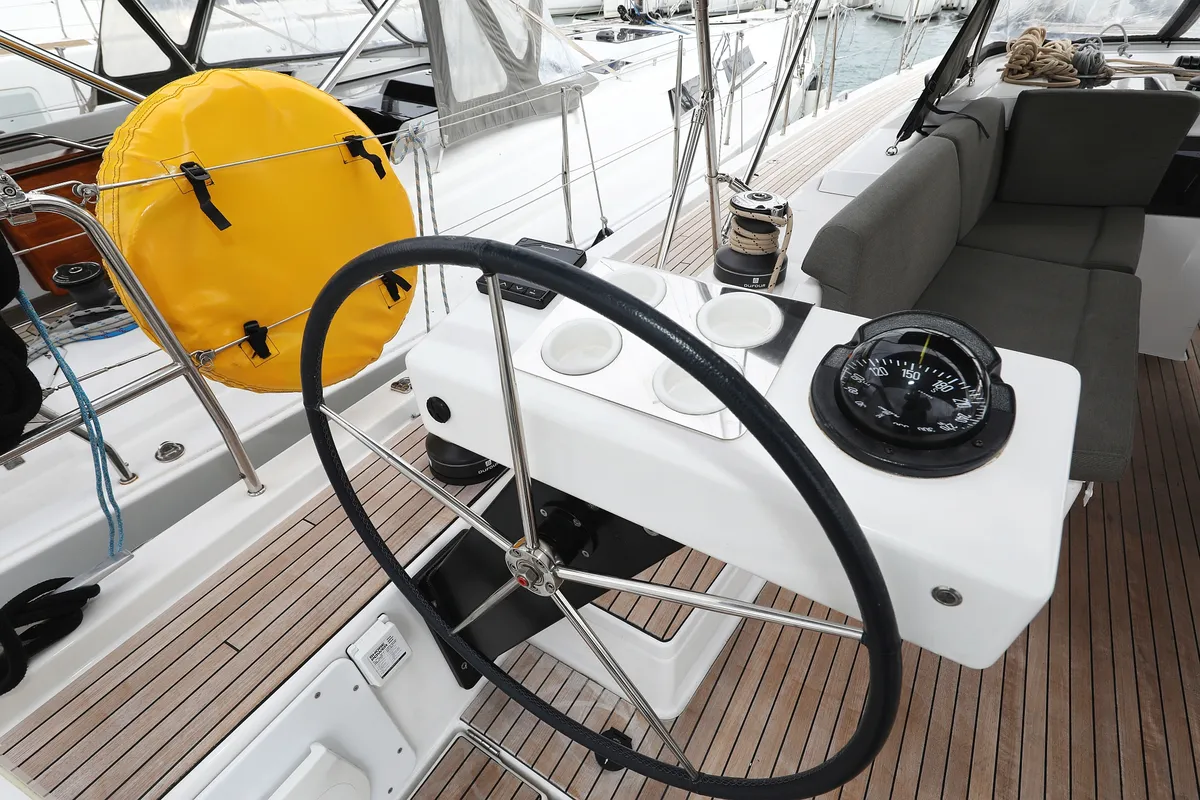 Cockpit of Stargate, a Dufour 470 sailboat at Općina Sukošan, Croatia