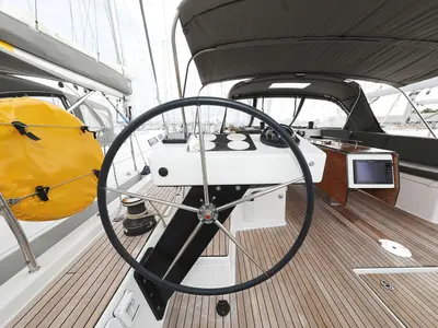 Cockpit of Stargate, a Dufour 470 sailboat at Općina Sukošan, Croatia