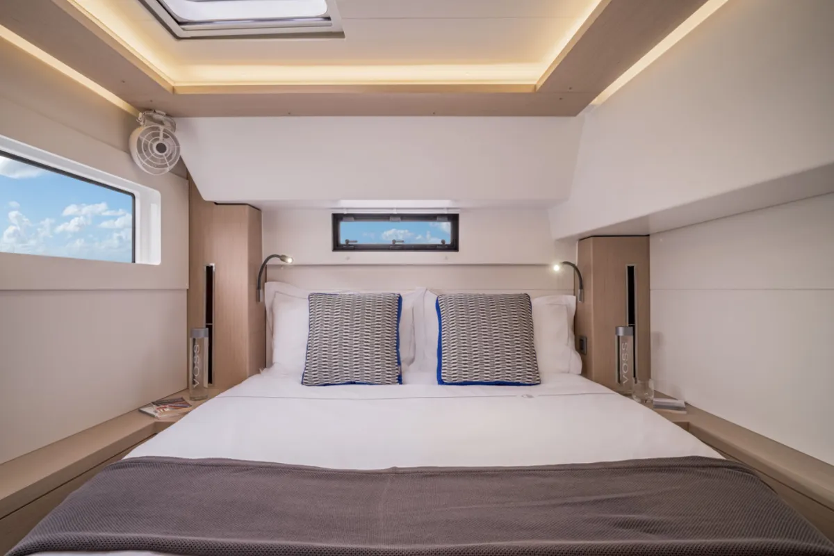 Cabin on SunDay, a Lagoon 46 catamaran at Thira Municipal Unit, Greece