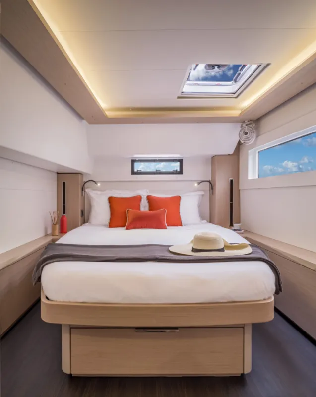 Cabin on SunDay, a Lagoon 46 catamaran at Thira Municipal Unit, Greece