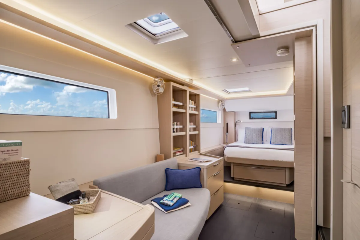 Cabin on SunDay, a Lagoon 46 catamaran at Thira Municipal Unit, Greece