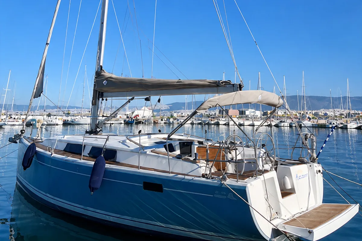 Alkyoni, a Hanse 385 sailboat at Lavrion, Greece