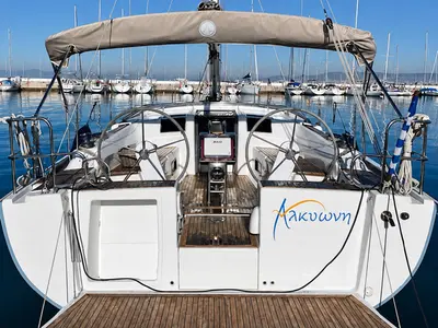 Alkyoni, a Hanse 385 sailboat at Lavrion, Greece