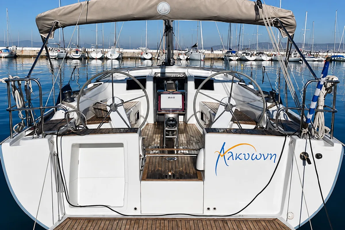 Alkyoni, a Hanse 385 sailboat at Lavrion, Greece
