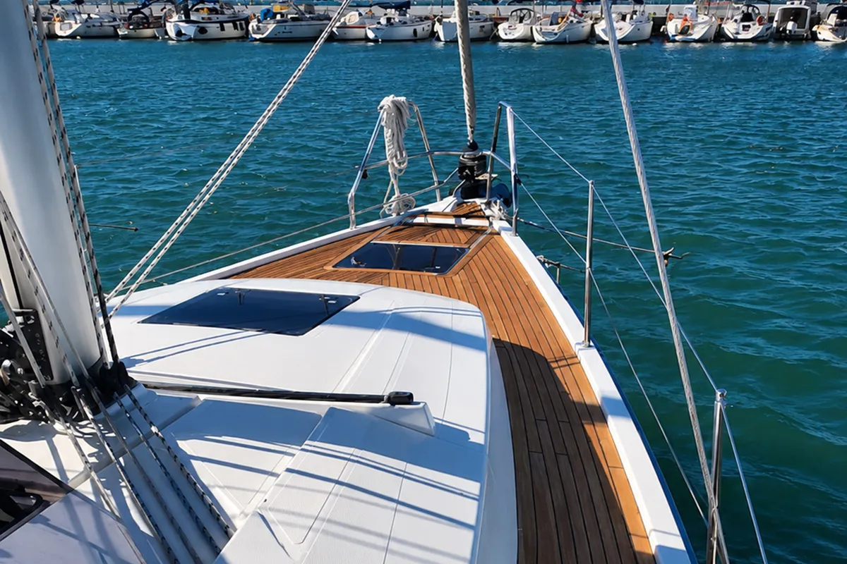 Alkyoni, a Hanse 385 sailboat at Lavrion, Greece