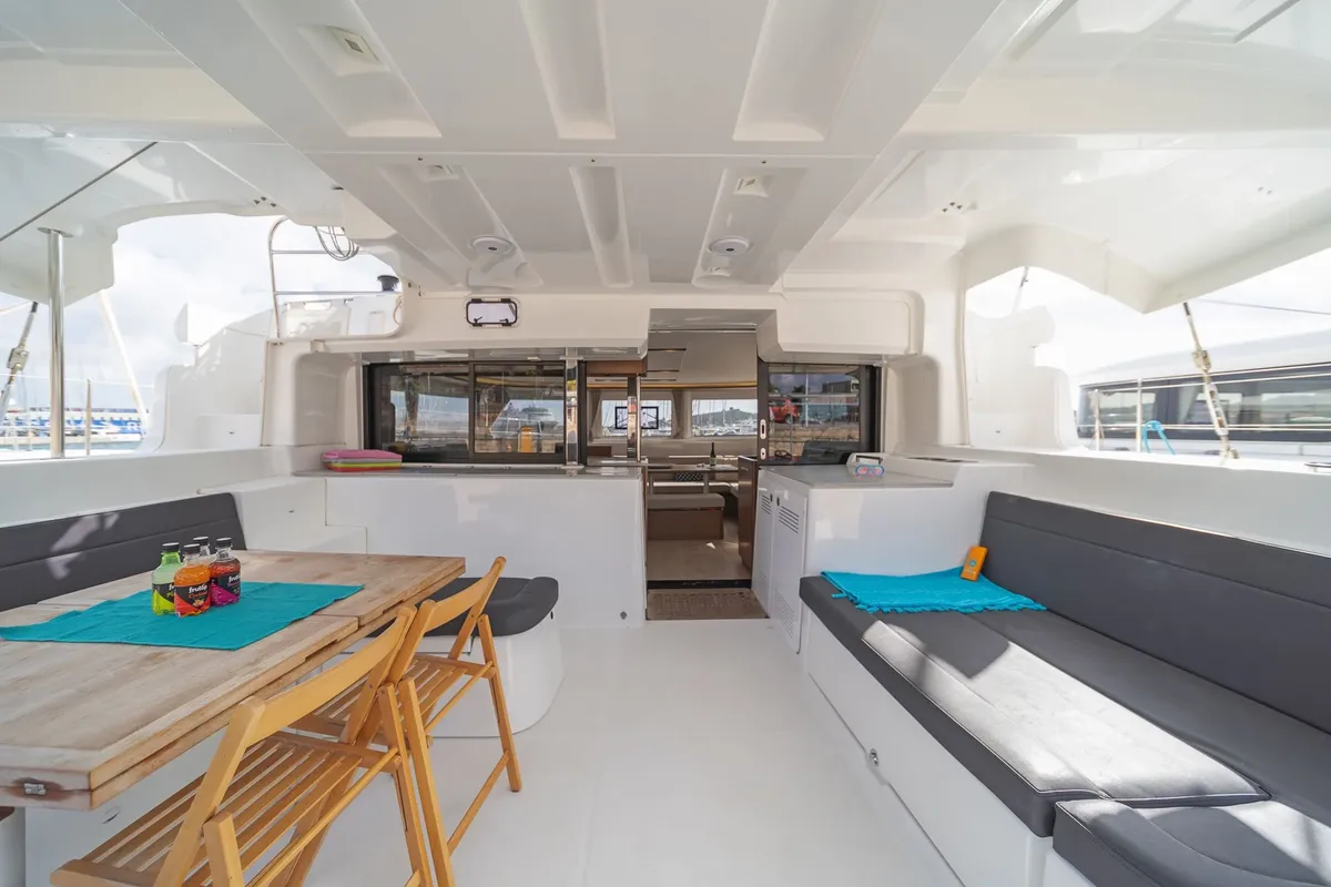 Deck of Lizz, a Lagoon 46 catamaran at Municipal Unit of Ellomenos, Greece