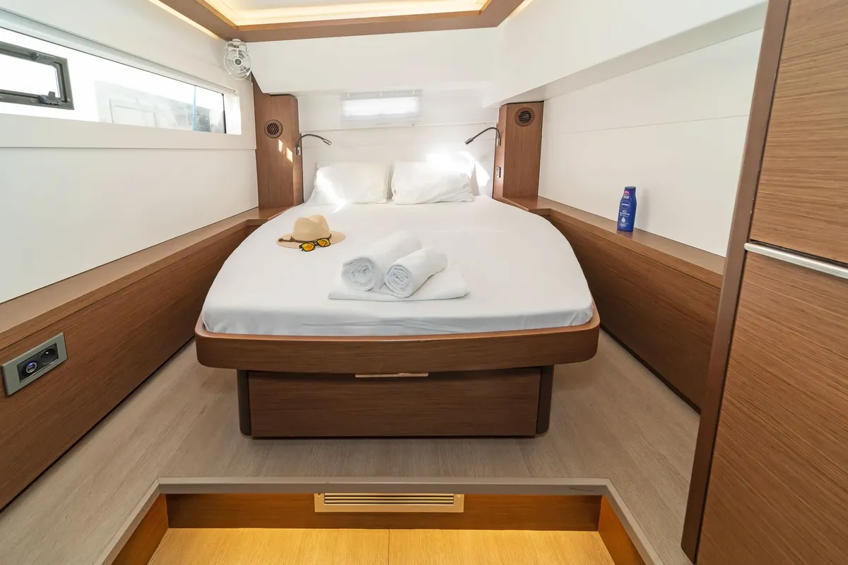 Cabin on Lizz, a Lagoon 46 catamaran at Municipal Unit of Ellomenos, Greece