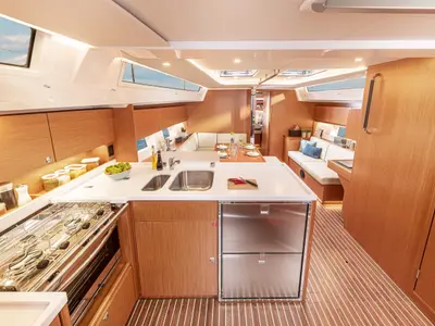 Galley of Jetset 02, a Bavaria C45 Style sailboat at Mai Khao, Thailand