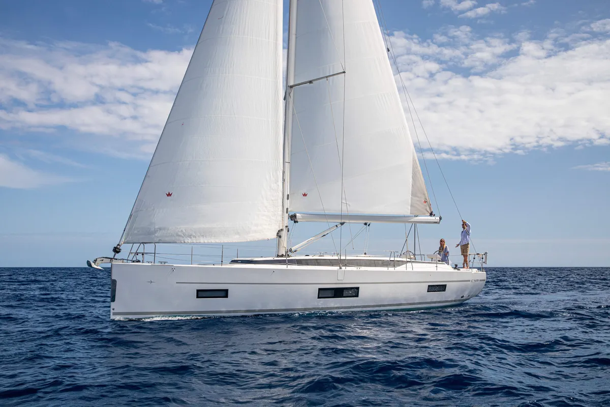 Exterior view of Jetset 02, a Bavaria C45 Style sailboat at Mai Khao, Thailand