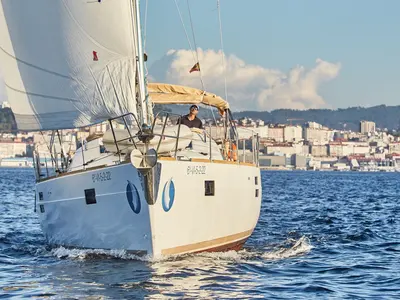 Exterior view of Alcamaro, a Elan Impression 45 sailboat at Vigo, Spain