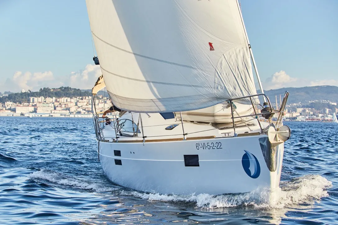 Exterior view of Alcamaro, a Elan Impression 45 sailboat at Vigo, Spain