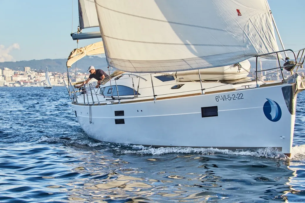 Exterior view of Alcamaro, a Elan Impression 45 sailboat at Vigo, Spain