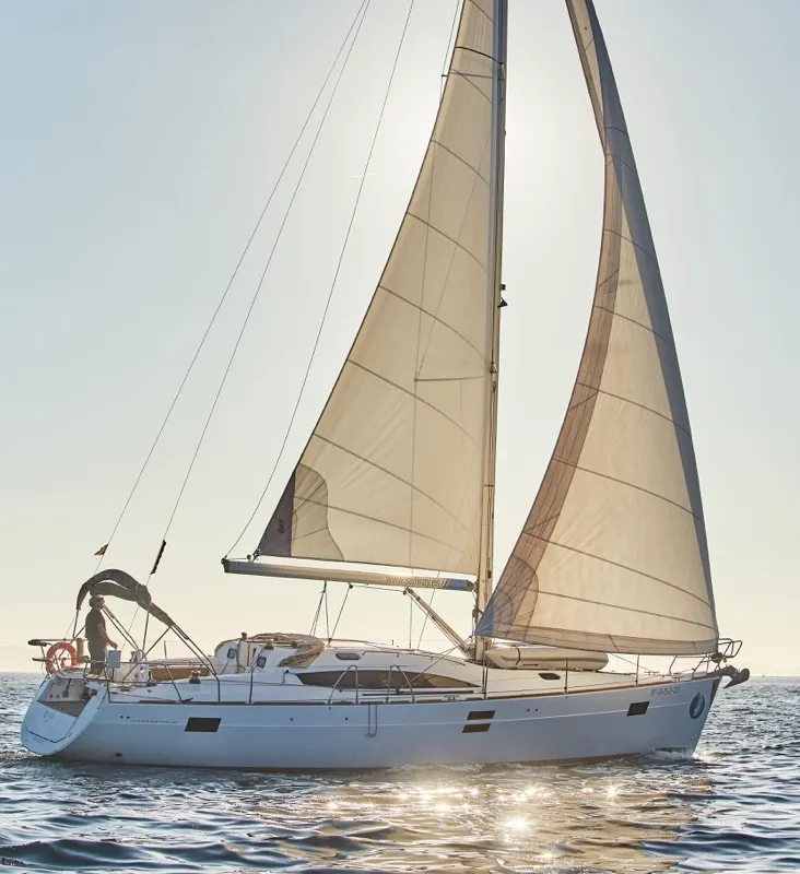 Exterior view of Alcamaro, a Elan Impression 45 sailboat at Vigo, Spain