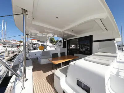 Deck of Media Luna, a Lagoon 42 catamaran at Općina Sukošan, Croatia