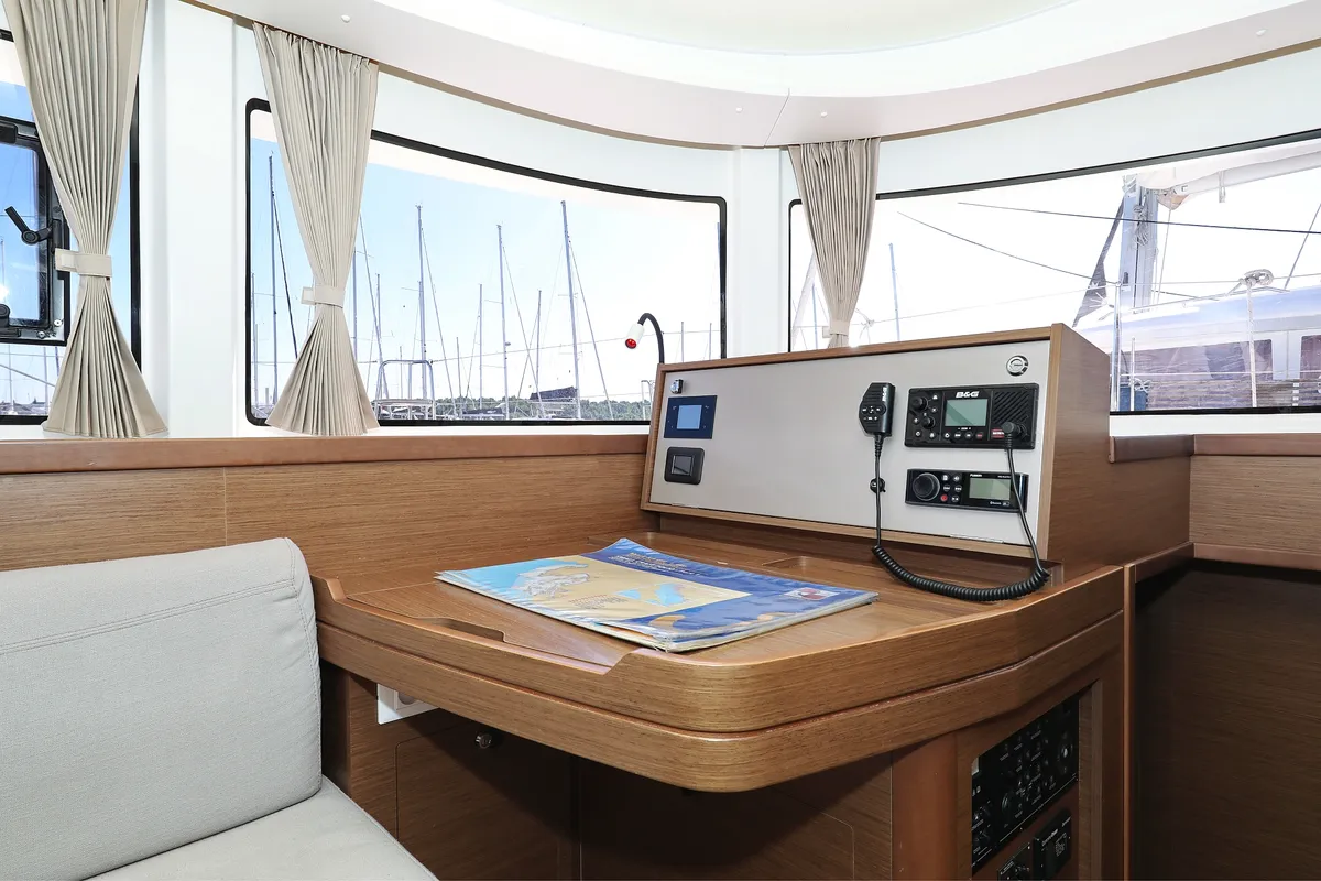 Salon of Media Luna, a Lagoon 42 catamaran at Općina Sukošan, Croatia