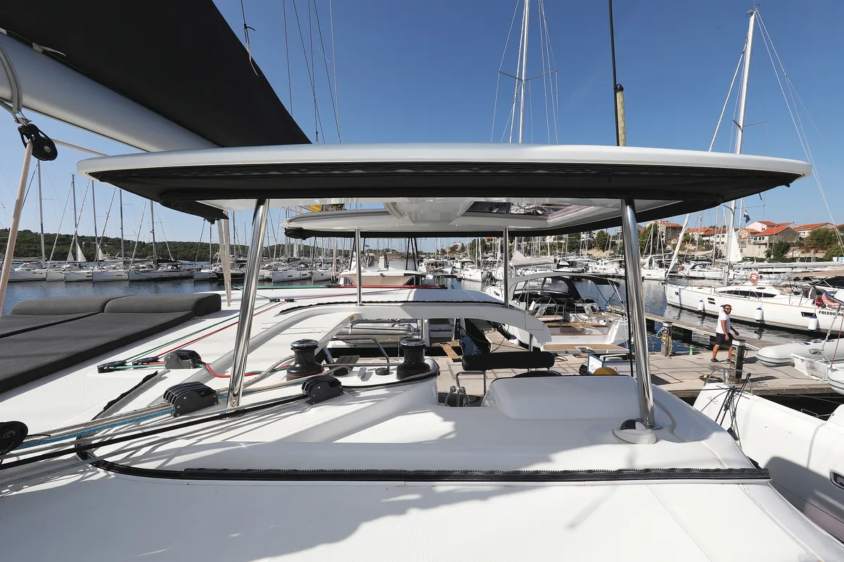 Deck of Media Luna, a Lagoon 42 catamaran at Općina Sukošan, Croatia