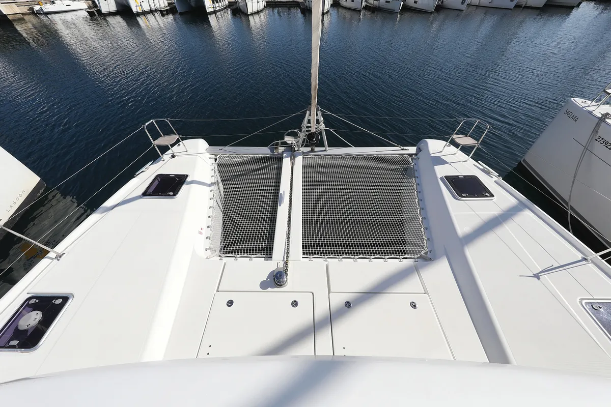 Deck of Media Luna, a Lagoon 42 catamaran at Općina Sukošan, Croatia